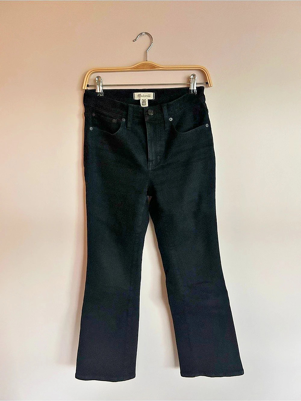 Madewell Kick Out Crop Jeans Black Boot Cut